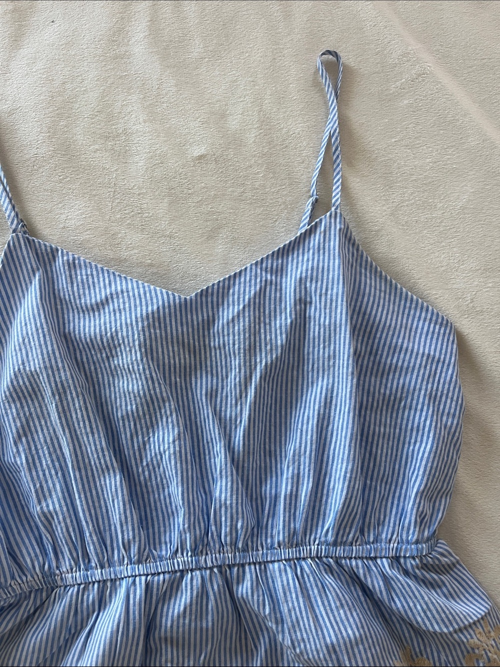 Women’s Blue Striped Embroidered Eyelet Cami Top - Picture 3 of 11